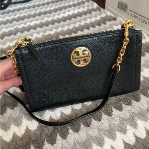 NWOT Tory Burch Carson Crossbody | Black, Gold, Zipper Top